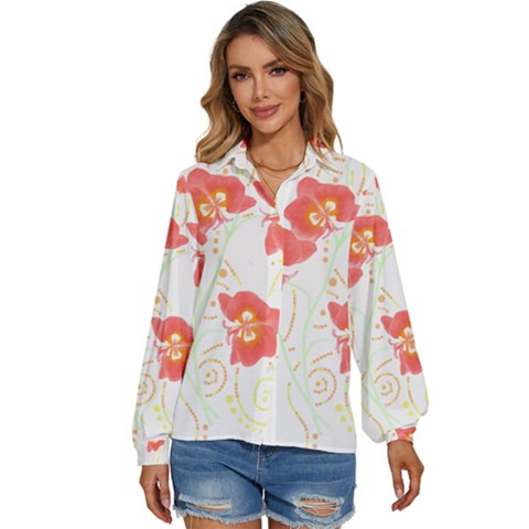 Flowers Illustration T- Shirtflowers T- Shirt Women s Long Sleeve Button Down Shirt by maxcute