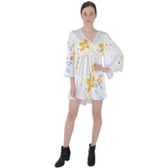 Flowers Lover T- Shirtflowers T- Shirt (1) V-neck Flare Sleeve Mini Dress by maxcute