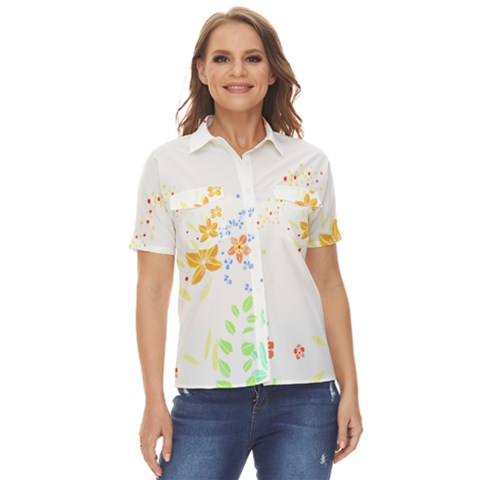 Flowers Lover T- Shirtflowers T- Shirt (1) Women s Short Sleeve Double Pocket Shirt by maxcute