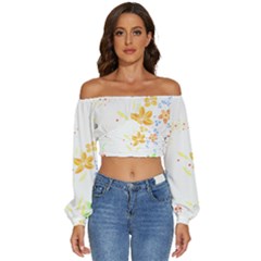 Flowers Lover T- Shirtflowers T- Shirt (1) Long Sleeve Crinkled Weave Crop Top