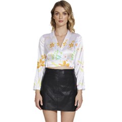 Flowers Lover T- Shirtflowers T- Shirt (1) Long Sleeve Tie Back Satin Wrap Top