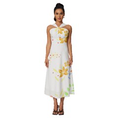 Flowers Lover T- Shirtflowers T- Shirt (1) Sleeveless Cross Front Cocktail Midi Chiffon Dress