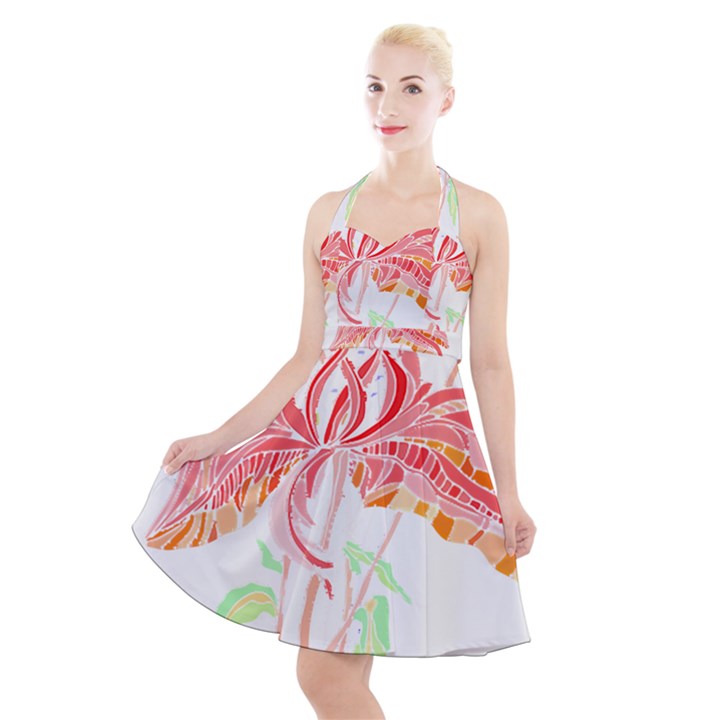 Flowers Lover T- Shirtflowers T- Shirt (3) Halter Party Swing Dress 