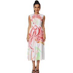 Flowers Lover T- Shirtflowers T- Shirt (3) Sleeveless Round Neck Midi Dress