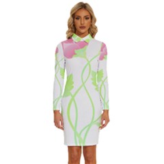 Flowers Lover T- Shirtflowers T- Shirt (6) Long Sleeve Shirt Collar Bodycon Dress