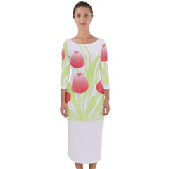 Flowers Lover T- Shirtflowers T- Shirt (7) Quarter Sleeve Midi Bodycon Dress by maxcute