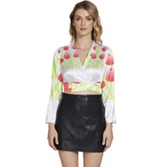 Flowers Lover T- Shirtflowers T- Shirt (7) Long Sleeve Tie Back Satin Wrap Top