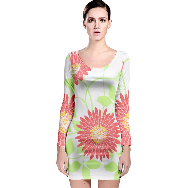 Flowers Lover T- Shirtflowers T- Shirt (8) Long Sleeve Bodycon Dress