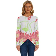 Flowers Lover T- Shirtflowers T- Shirt (8) Long Sleeve Crew Neck Pullover Top