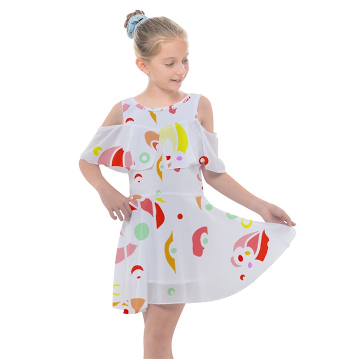 Flowers Lover T- Shirtflowers T- Shirt (9) Kids  Shoulder Cutout Chiffon Dress