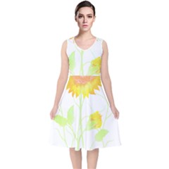 Flowers Lover T- Shirtflowers T- Shirt V-neck Midi Sleeveless Dress  by maxcute