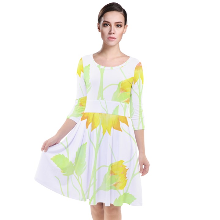 Flowers Lover T- Shirtflowers T- Shirt Quarter Sleeve Waist Band Dress