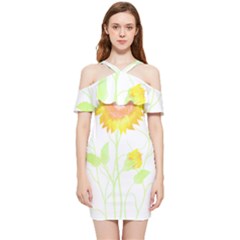 Flowers Lover T- Shirtflowers T- Shirt Shoulder Frill Bodycon Summer Dress