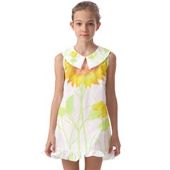 Flowers Lover T- Shirtflowers T- Shirt Kids  Pilgrim Collar Ruffle Hem Dress