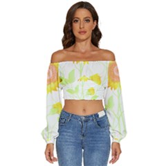 Flowers Lover T- Shirtflowers T- Shirt Long Sleeve Crinkled Weave Crop Top