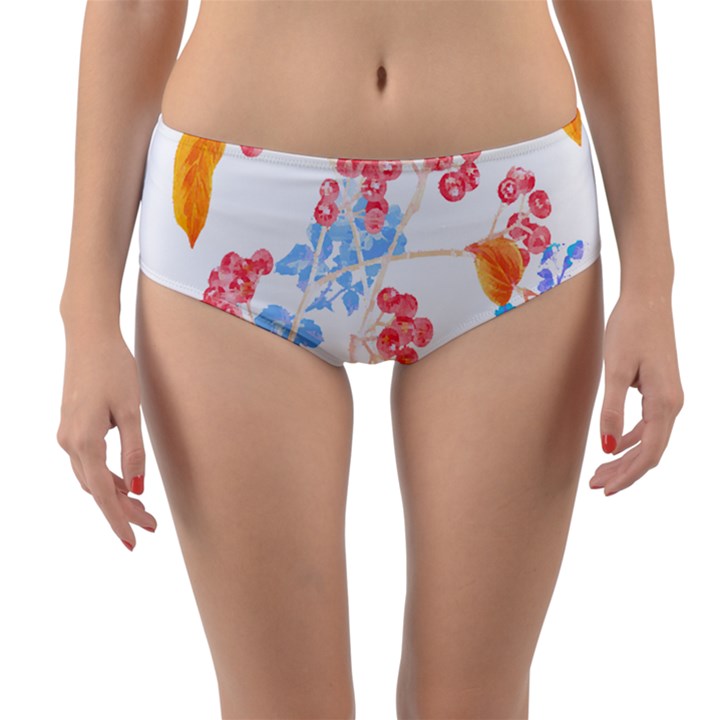 Flowers Pattern T- Shirtflower Pattern Design Drawing T- Shirt Reversible Mid-Waist Bikini Bottoms