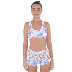 Flowers Pattern T- Shirtflower Pattern Design Drawing T- Shirt Racerback Boyleg Bikini Set