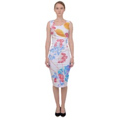 Flowers Pattern T- Shirtflower Pattern Design Drawing T- Shirt Sleeveless Pencil Dress by maxcute