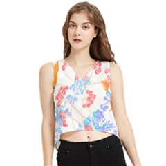 Flowers Pattern T- Shirtflower Pattern Design Drawing T- Shirt V-neck Cropped Tank Top