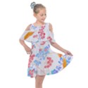 Flowers Pattern T- Shirtflower Pattern Design Drawing T- Shirt Kids  Shoulder Cutout Chiffon Dress View1