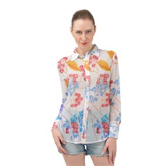 Flowers Pattern T- Shirtflower Pattern Design Drawing T- Shirt Long Sleeve Chiffon Shirt