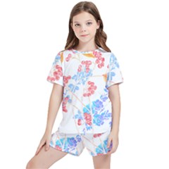 Flowers Pattern T- Shirtflower Pattern Design Drawing T- Shirt Kids  Tee And Sports Shorts Set by maxcute