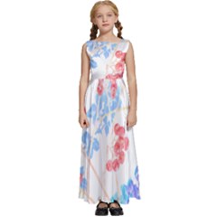 Flowers Pattern T- Shirtflower Pattern Design Drawing T- Shirt Kids  Satin Sleeveless Maxi Dress by maxcute