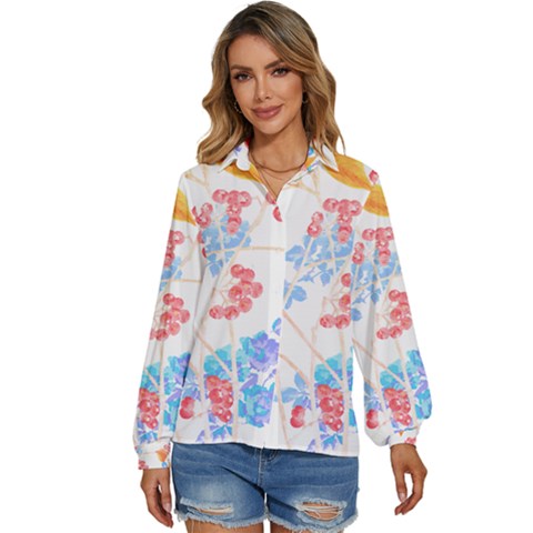 Flowers Pattern T- Shirtflower Pattern Design Drawing T- Shirt Women s Long Sleeve Button Down Shirt by maxcute