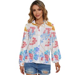 Flowers Pattern T- Shirtflower Pattern Design Drawing T- Shirt Women s Long Sleeve Button Down Shirt