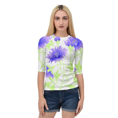 Flowers Pattern T- Shirtflowers T- Shirt Quarter Sleeve Raglan Tee by maxcute