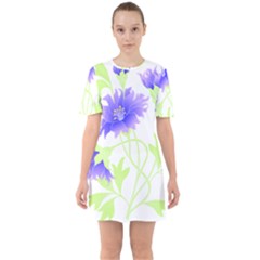 Flowers Pattern T- Shirtflowers T- Shirt Sixties Short Sleeve Mini Dress by maxcute