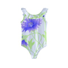 Flowers Pattern T- Shirtflowers T- Shirt Kids  Frill Swimsuit by maxcute