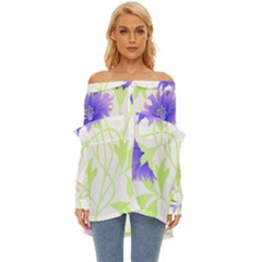 Flowers Pattern T- Shirtflowers T- Shirt Off Shoulder Chiffon Pocket Shirt by maxcute