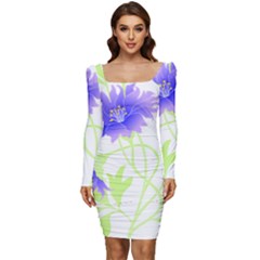 Flowers Pattern T- Shirtflowers T- Shirt Women Long Sleeve Ruched Stretch Jersey Dress by maxcute