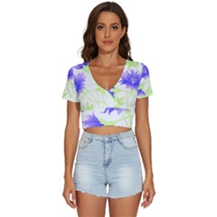 Flowers Pattern T- Shirtflowers T- Shirt V-neck Crop Top