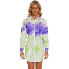 Flowers Pattern T- Shirtflowers T- Shirt Womens Long Sleeve Shirt Dress