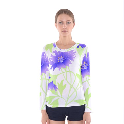 Flowers Pattern T- Shirtflowers T- Shirt Women s Long Sleeve Tee by maxcute