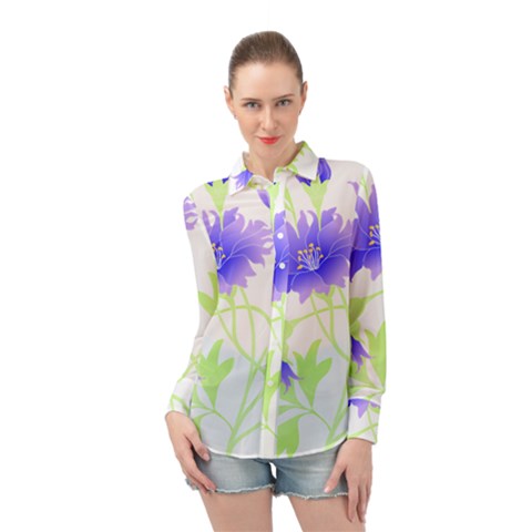 Flowers Pattern T- Shirtflowers T- Shirt Long Sleeve Chiffon Shirt by maxcute