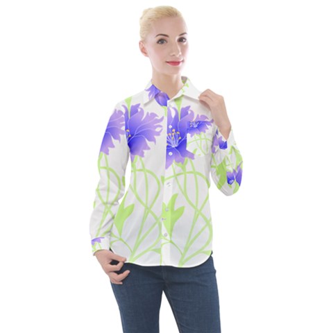 Flowers Pattern T- Shirtflowers T- Shirt Women s Long Sleeve Pocket Shirt by maxcute