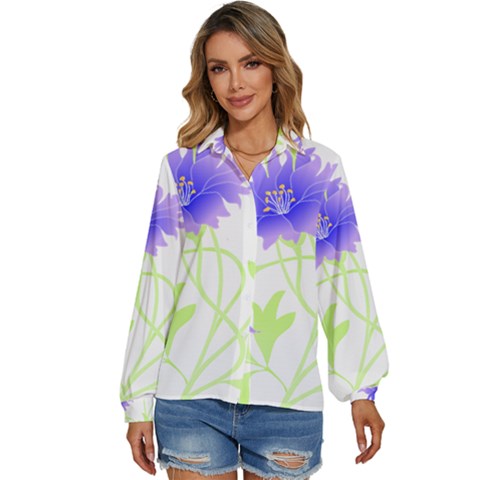 Flowers Pattern T- Shirtflowers T- Shirt Women s Long Sleeve Button Down Shirt by maxcute