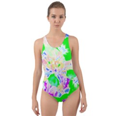 Flowers T- Shirt Abstract Flowers Cut-out Back One Piece Swimsuit by maxcute