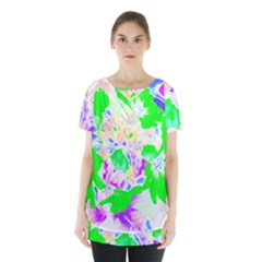 Flowers T- Shirt Abstract Flowers Skirt Hem Sports Top by maxcute