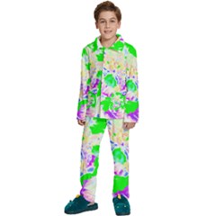 Flowers T- Shirt Abstract Flowers Kids  Long Sleeve Velvet Pajamas Set