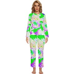 Flowers T- Shirt Abstract Flowers Womens  Long Sleeve Lightweight Pajamas Set