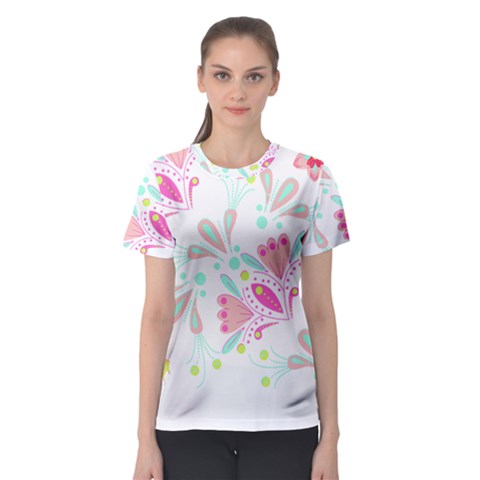 Flowers T- Shirt Batik Flower  Pattern T- Shirt Women s Sport Mesh Tee by maxcute