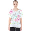 Flowers T- Shirt Batik Flower  Pattern T- Shirt V-Neck Dolman Drape Top View1