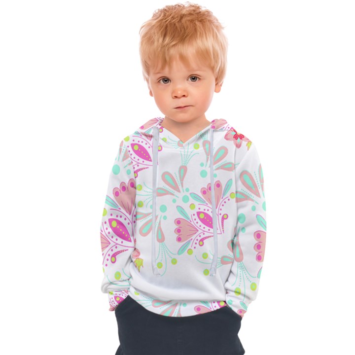 Flowers T- Shirt Batik Flower  Pattern T- Shirt Kids  Overhead Hoodie