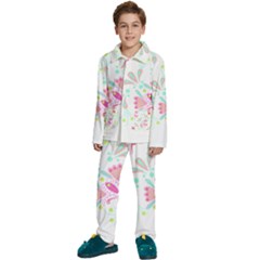 Flowers T- Shirt Batik Flower  Pattern T- Shirt Kids  Long Sleeve Velvet Pajamas Set