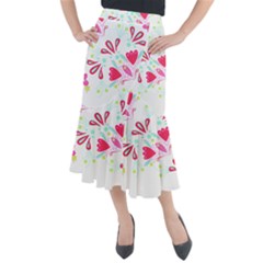 Flowers T- Shirt Batik Flower Pattern T- Shirt Midi Mermaid Skirt by maxcute