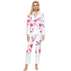 Flowers T- Shirt Batik Flower Pattern T- Shirt Womens  Long Sleeve Velvet Pocket Pajamas Set by maxcute